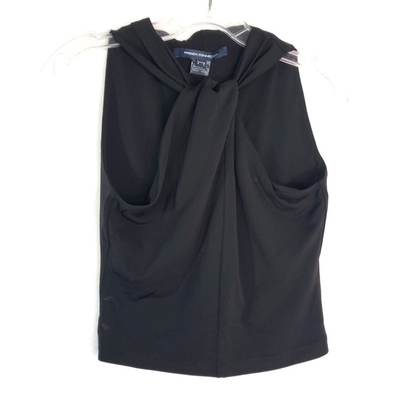 French Connection Halter Top Womens Size 0 Panthea Jersey Twist Sleeveless Black - Picture 1 of 8